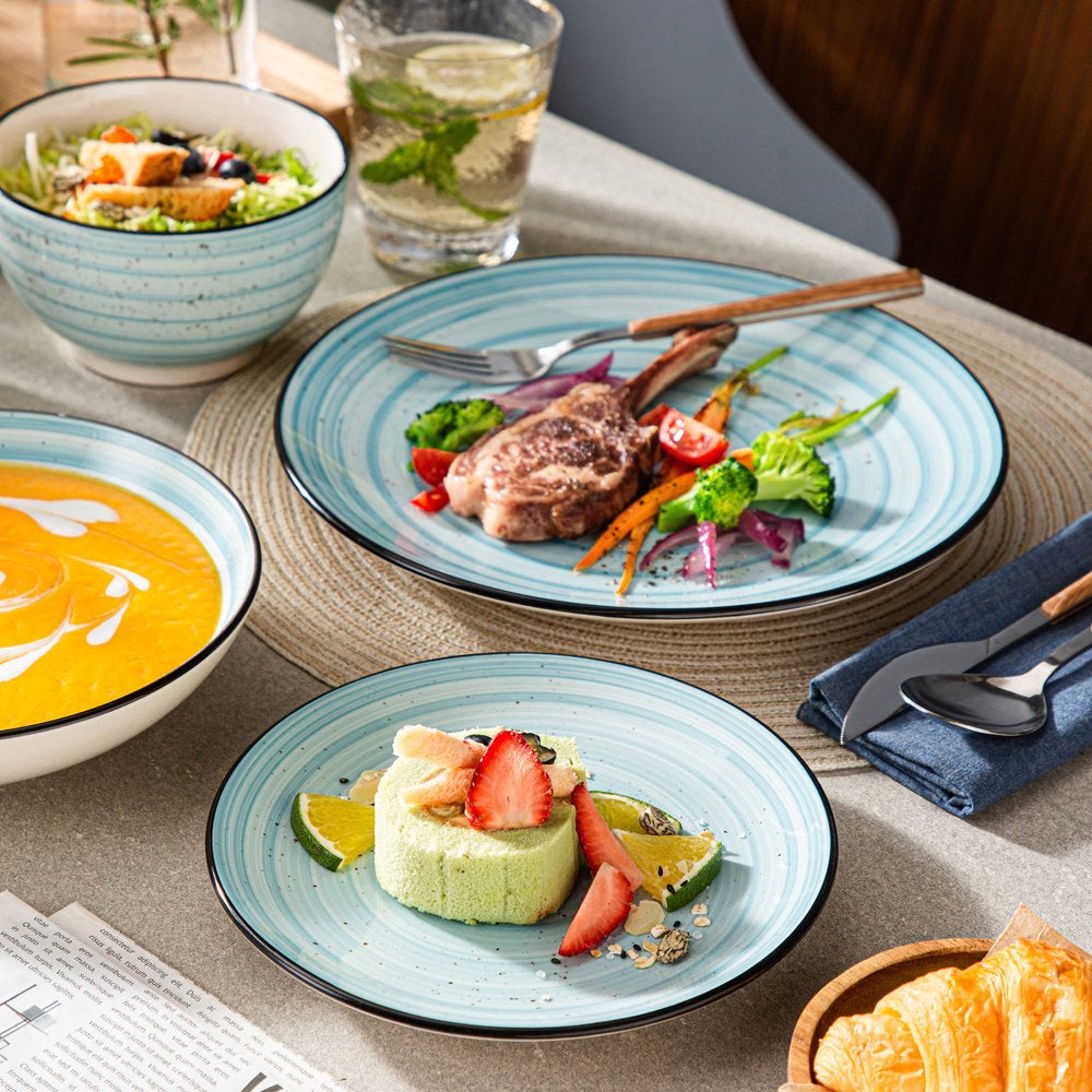 Vancasso 48 Piece Stoneware Dinnerware Set, Blue Dinner Set, Service for 12 - John Pierce Auto Care