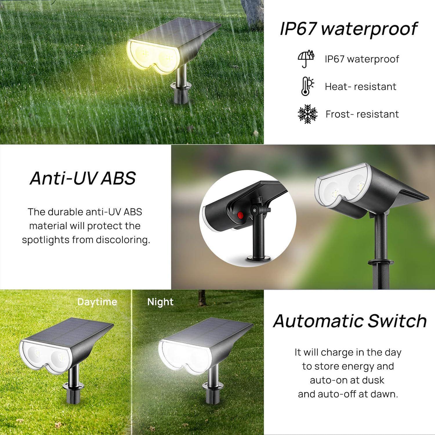 StarRay Solar Spot Lights Outdoor Color Changing, IP67 Solar Lights Outdoor Waterproof, Halloween Decorations 16 LEDs Multicolor Solar Landscape Spotlights for Pathway, Patio, Fence, 4 Pack - John Pierce Auto Care