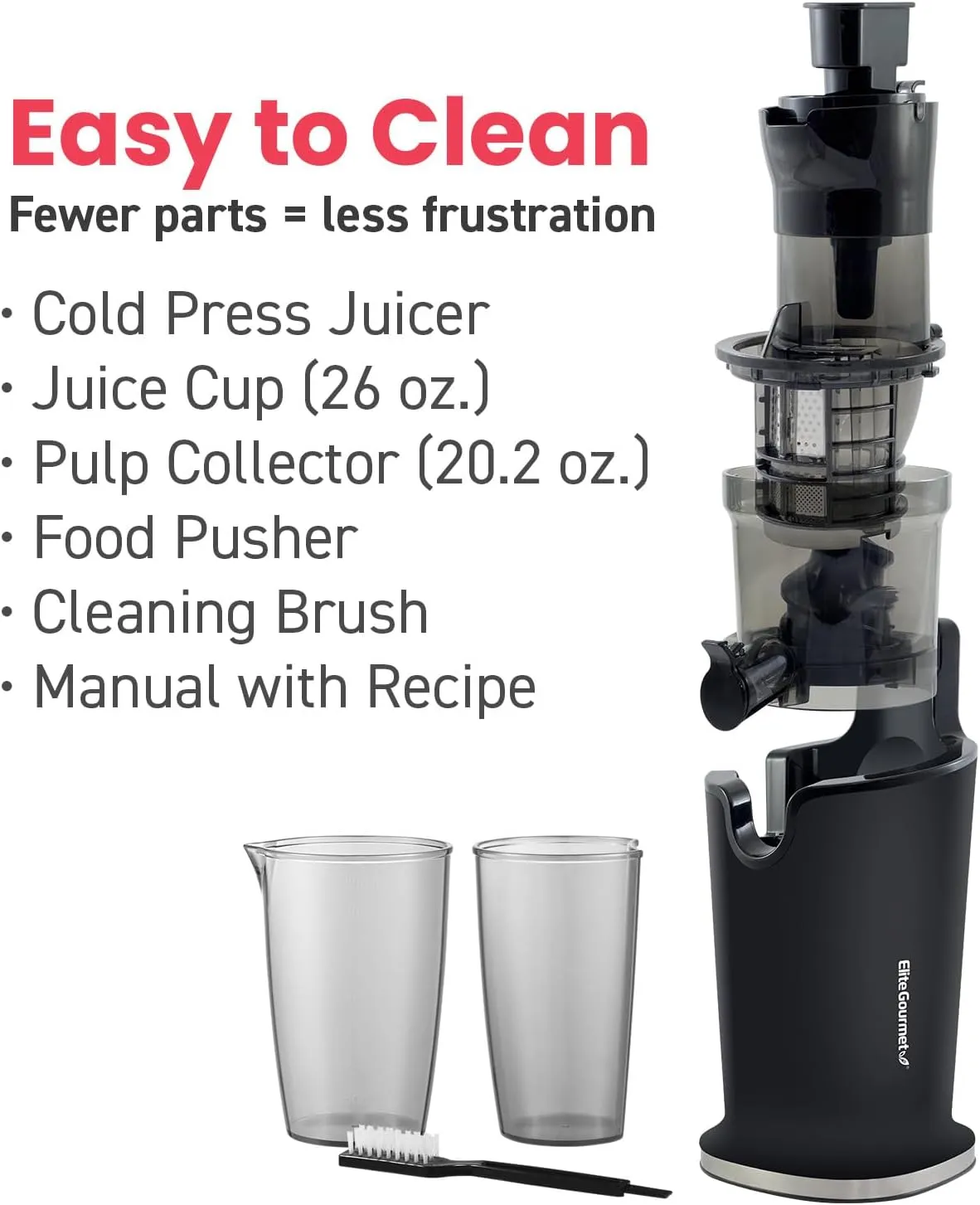 Elite Gourmet EJX320 Big Mouth Whole Fruit 5.2�� Self Feeding Chute, Cold Press Masticating Slow Juice Extractor��Black - John Pierce Auto Care