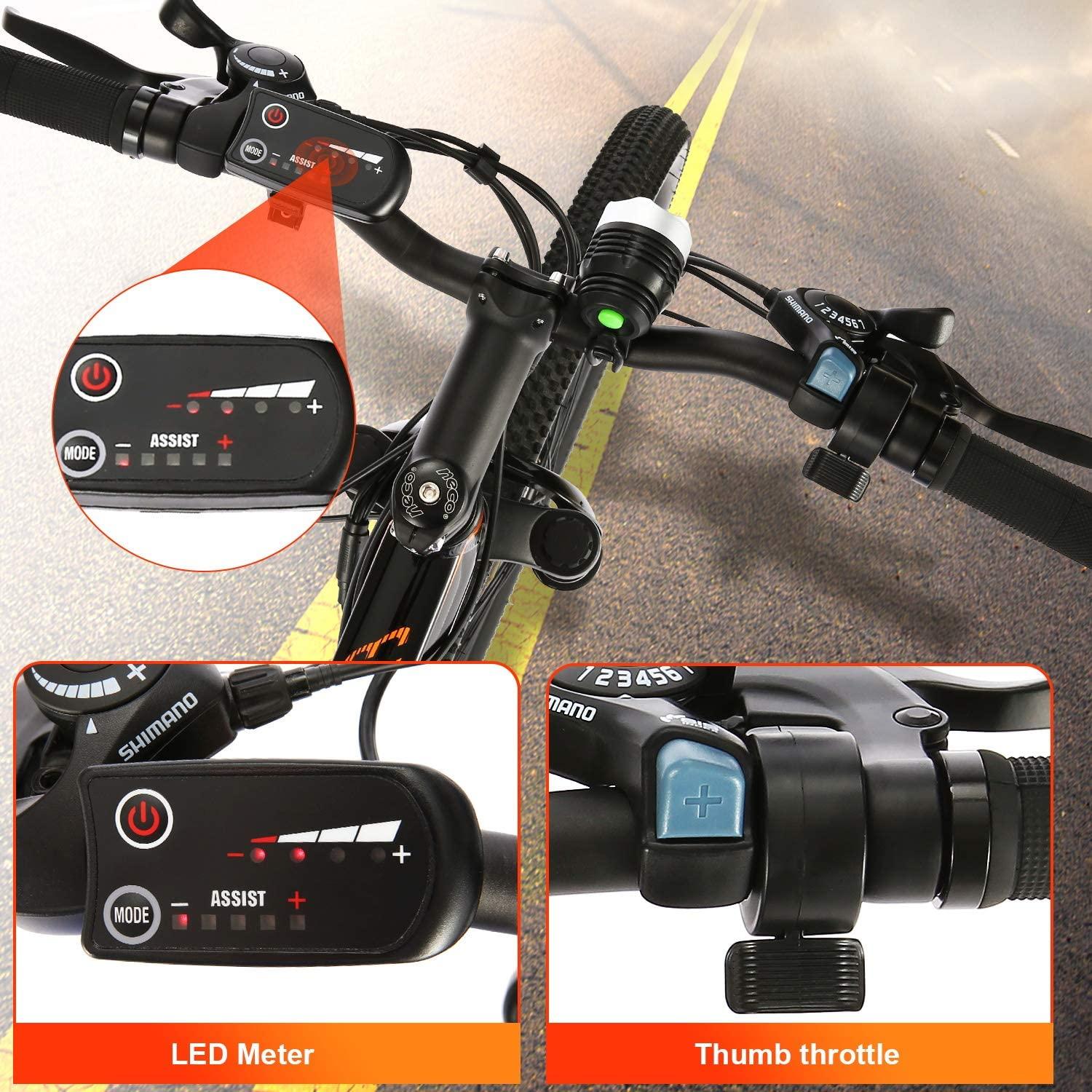 ANCHEER Electric Bike Electric Mountain Bike 350W Ebike 26�� Electric Bicycle, 20MPH Adults Ebike with Removable 7.8\/10.4Ah Battery, Professional 21 Speed Gears - John Pierce Auto Care