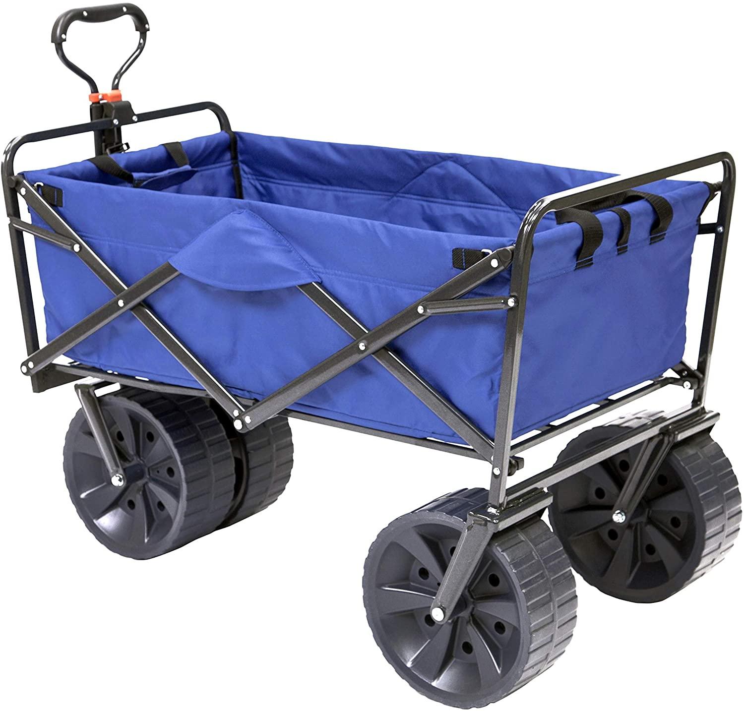 Mac Sports Heavy Duty Collapsible Folding All Terrain Utility Beach Wagon Cart, Blue\/Black - John Pierce Auto Care
