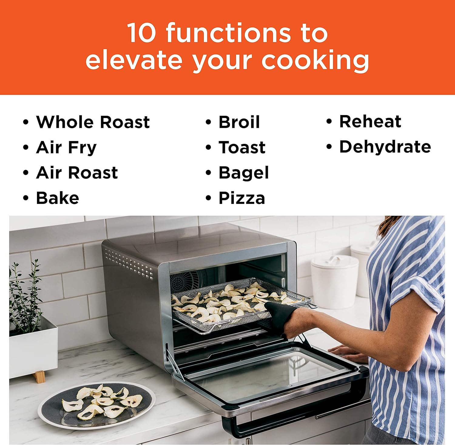 10 in 1 Smart Air Fry Digital Countertop Convection Toaster Oven with Thermometer XL Capacity and a Stainless Steel Finish - John Pierce Auto Care