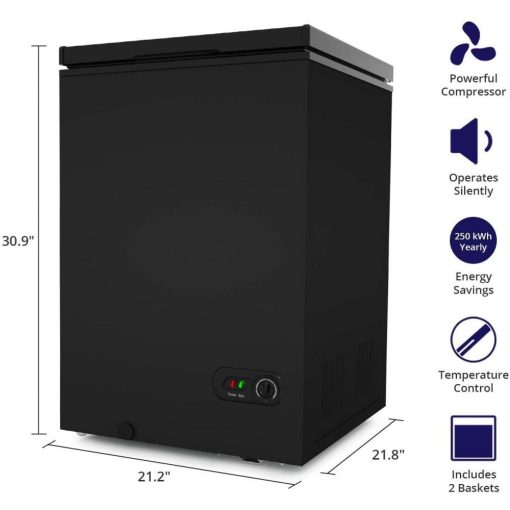 Northair Chest Freezer �C 3.5 Cu Ft with 2 Removable Baskets �C Reach In Freezer Chest �C Quiet Compact Freezer �C 7 Temperature Settings �C Black - John Pierce Auto Care