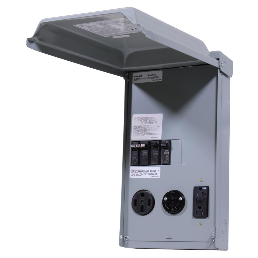 RV Panel with 50 Amp and 30 AMP RV Receptacles and a 20 Amp GFCI Receptacle - John Pierce Auto Care