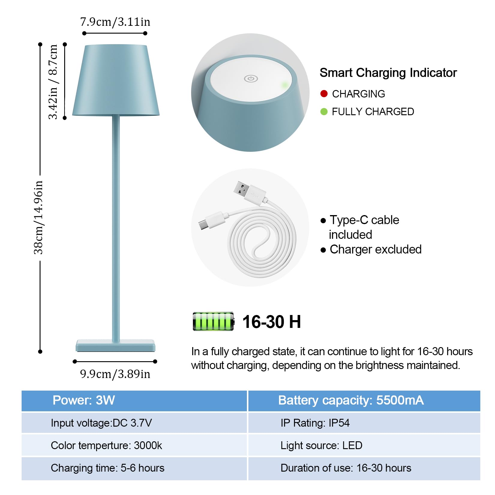 Aoceley 2 Packs Rechargeable LED Table Lamp,Outdoor Cordless Table Lamp Waterproof - John Pierce Auto Care