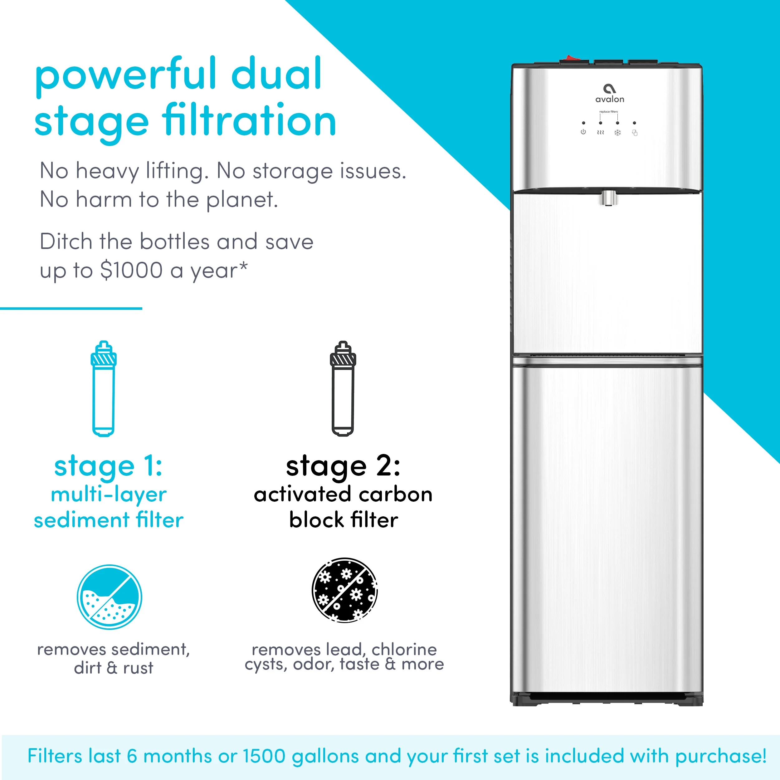 Avalon Bottom Loading Water Dispenser, Stainless - John Pierce Auto Care