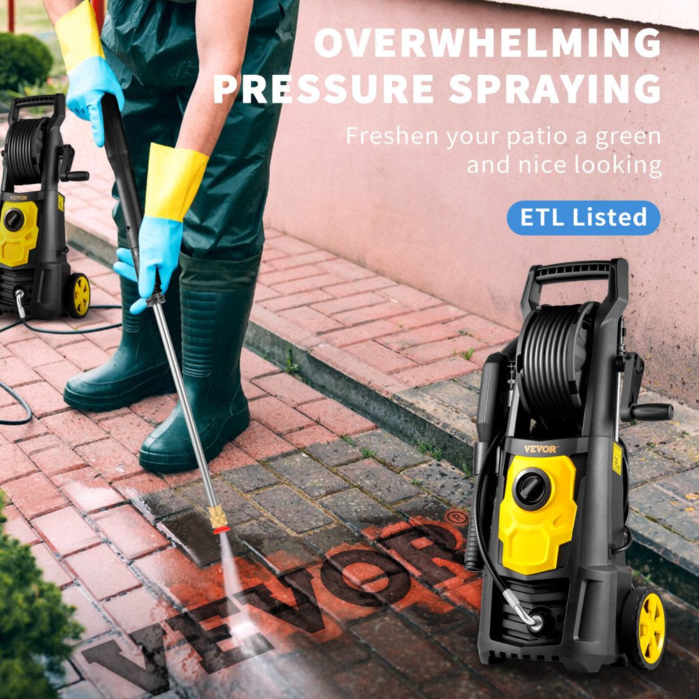VEVOR Electric Pressure Washer, 2000 PSI, Max. 1.76 GPM Power Washer W\/ 30 Ft Hose \u0026amp; Reel - John Pierce Auto Care