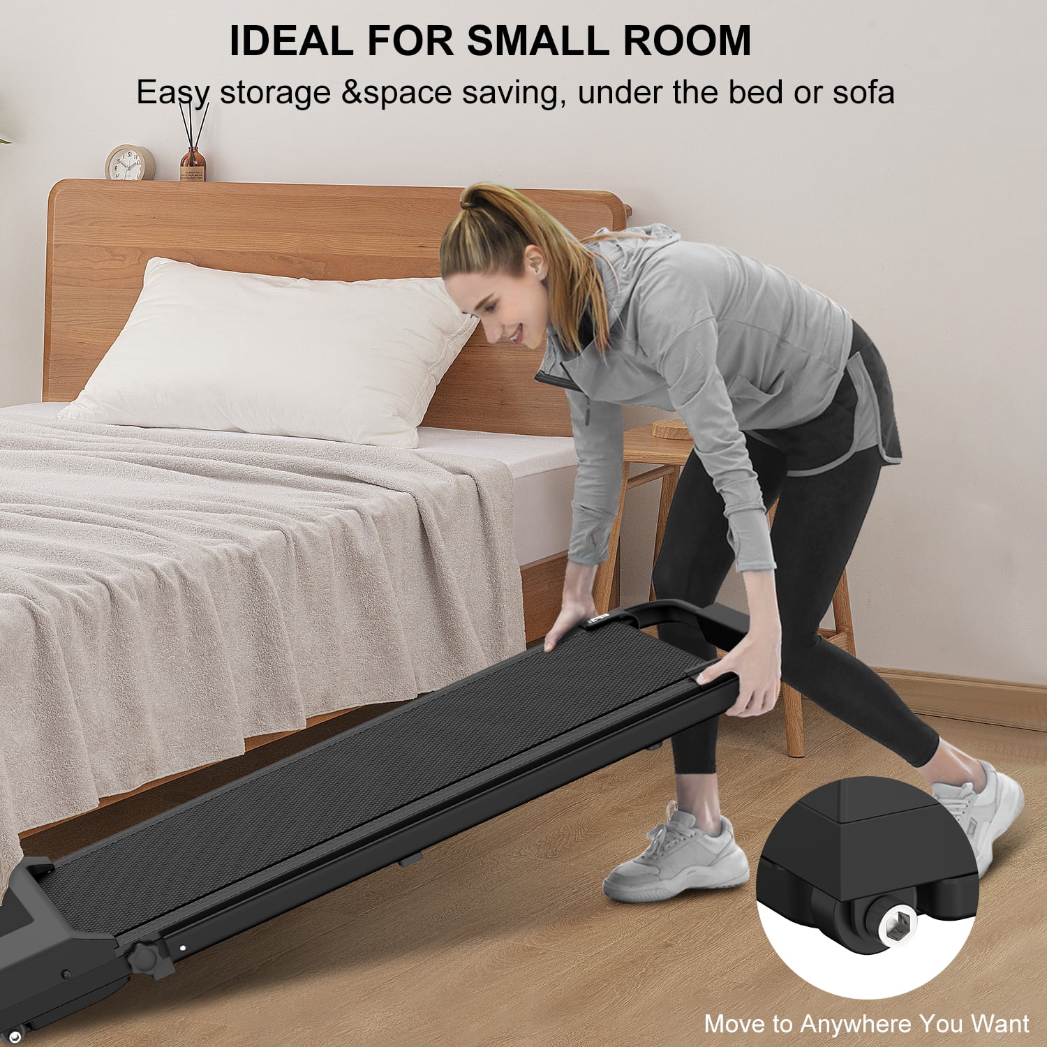 Bigzzia 2 in 1 Under Desk Treadmill, 2.5HP No Installation Portable Handrail Treadmills Running Machine, 6.25MPH, Treadmill with LED Display and Wireless Remote Control for Home\/Office, 265 Lb - John Pierce Auto Care