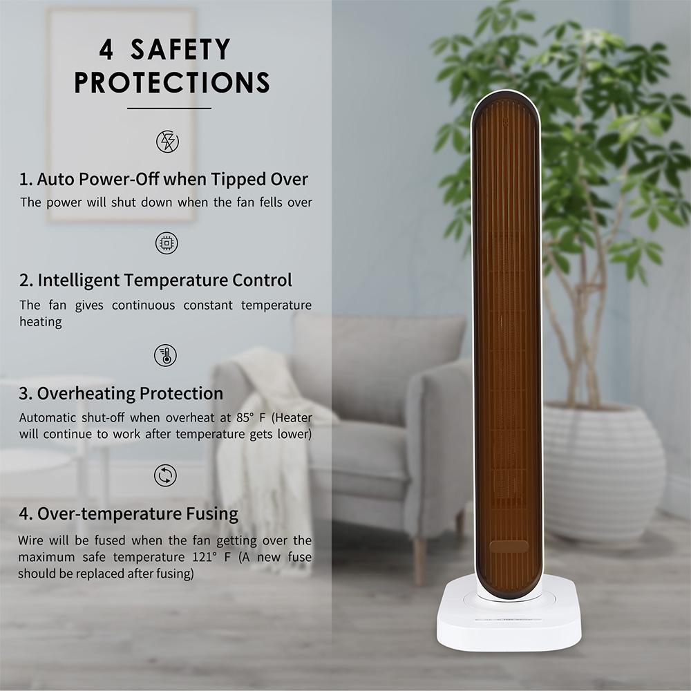 Portable heating tower instant space heater overheat protection white - John Pierce Auto Care