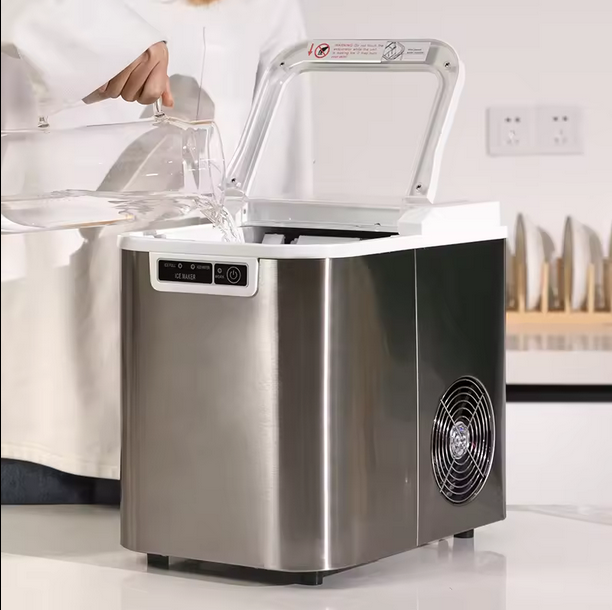 CJC Countertop Ice Maker Portable Ice Machine with Carry Handle Basket and Scoop for Home Kitchen Party 110V - John Pierce Auto Care
