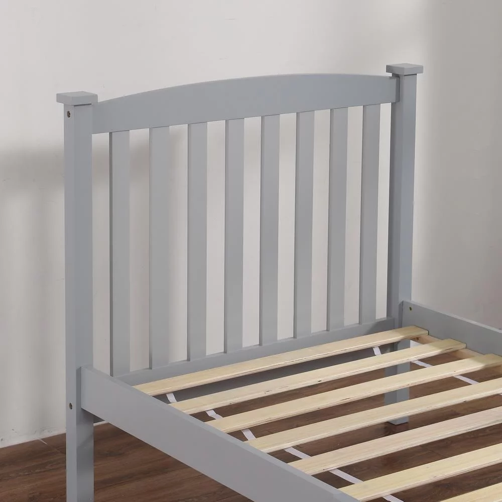 Ktaxon Vertical Wood Bed Frame for Bedroom with Headboard and Footboard Gray Twin Size - John Pierce Auto Care
