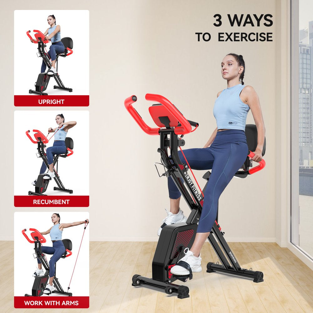 Pooboo 3 In 1 Foldable Exercise Bike Indoor Cycling Bike Workout 300Lb - John Pierce Auto Care