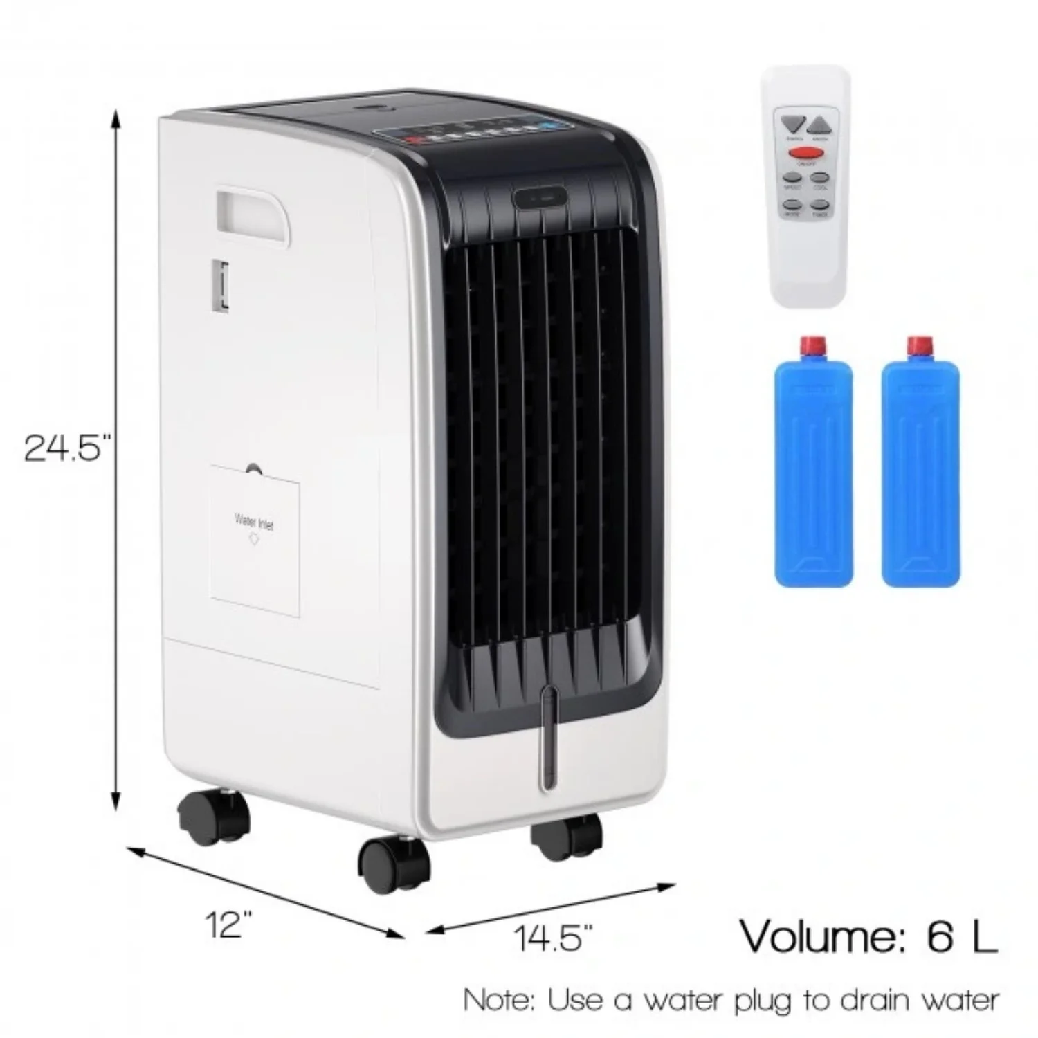 Portable Cooling Evaporative Fan with 3 Speed and 8H Timer Function 110V (White) - John Pierce Auto Care