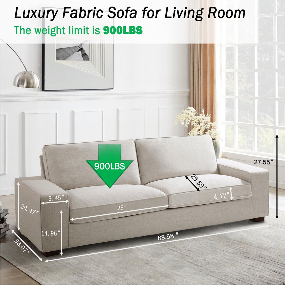 INGALIK 88.58\u0026quot; Modern Loveseat Sofa for Living Room, 3 Seater, Beige - John Pierce Auto Care