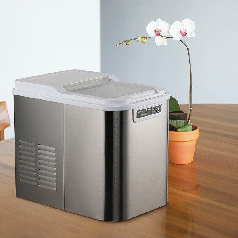 CJC Countertop Ice Maker Portable Ice Machine with Carry Handle Basket and Scoop for Home Kitchen Party 110V - John Pierce Auto Care