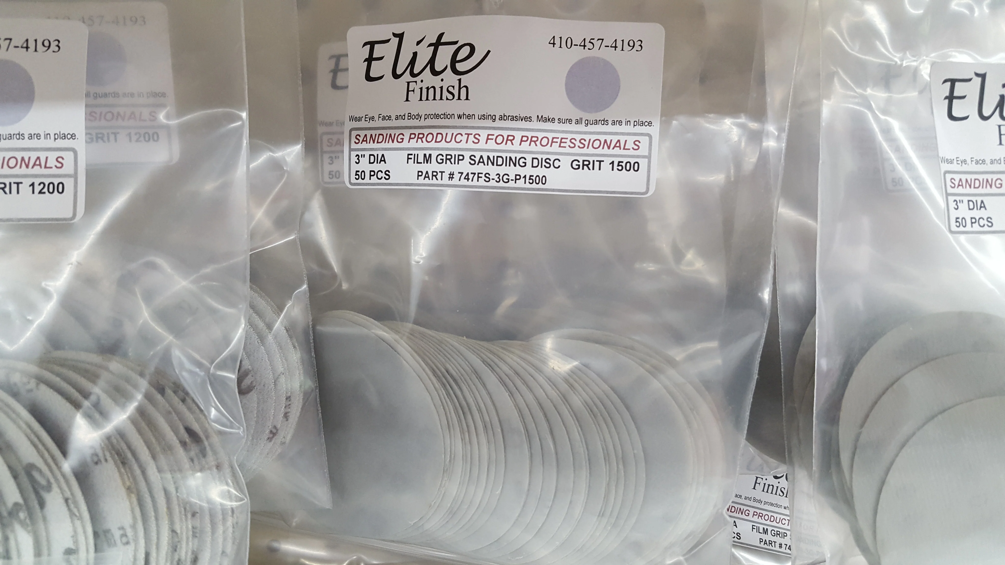 Elite Finish Disc 3'' Gripon 1500 Grit Sandpaper 50 pack Wet or Dry - John Pierce Auto Care