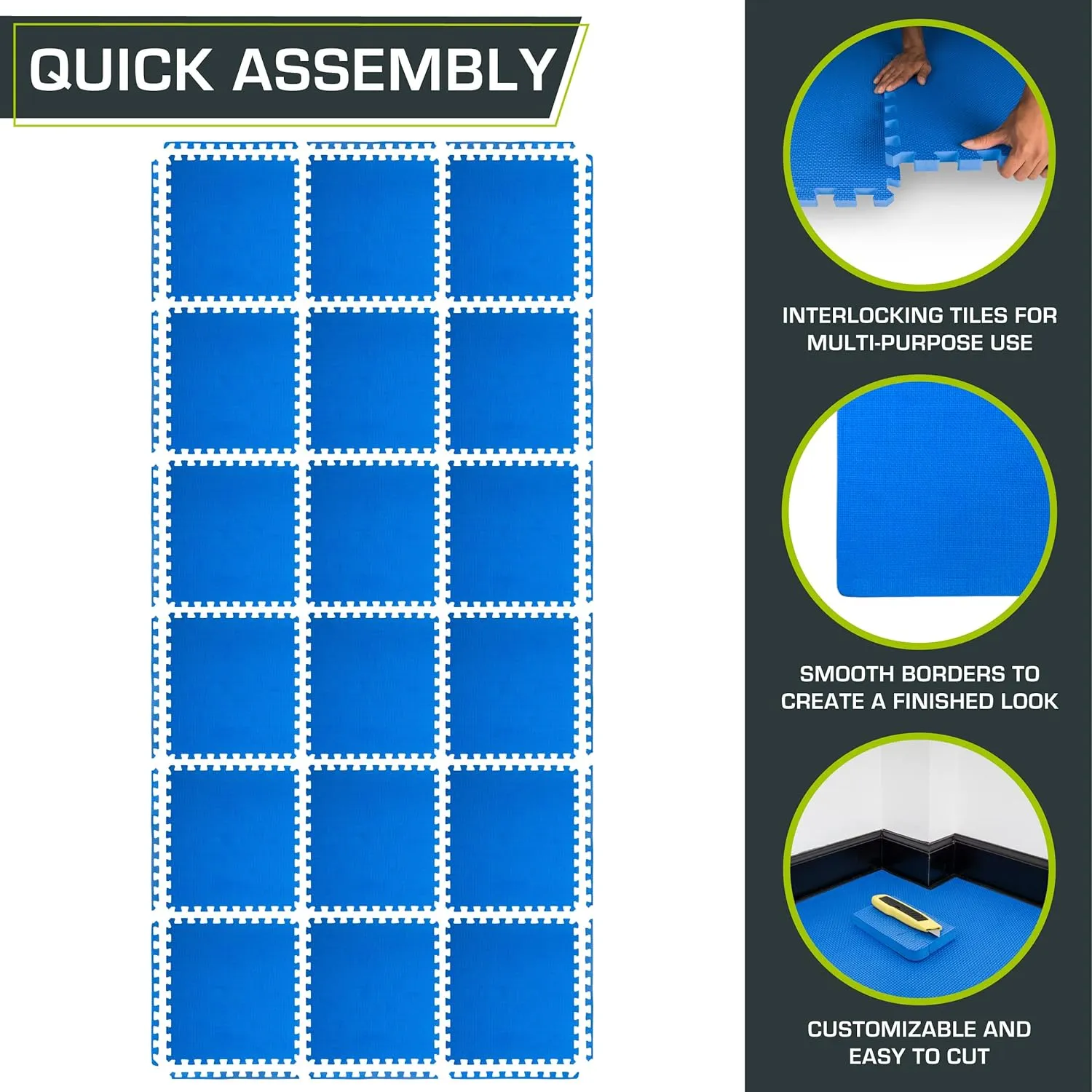 Extra Thick Puzzle Exercise Mat ?�� and 1\u0026quot;, EVA Foam Interlocking Tiles for Protective, Cushioned Workout Flooring for Home and Gym Equipment - John Pierce Auto Care