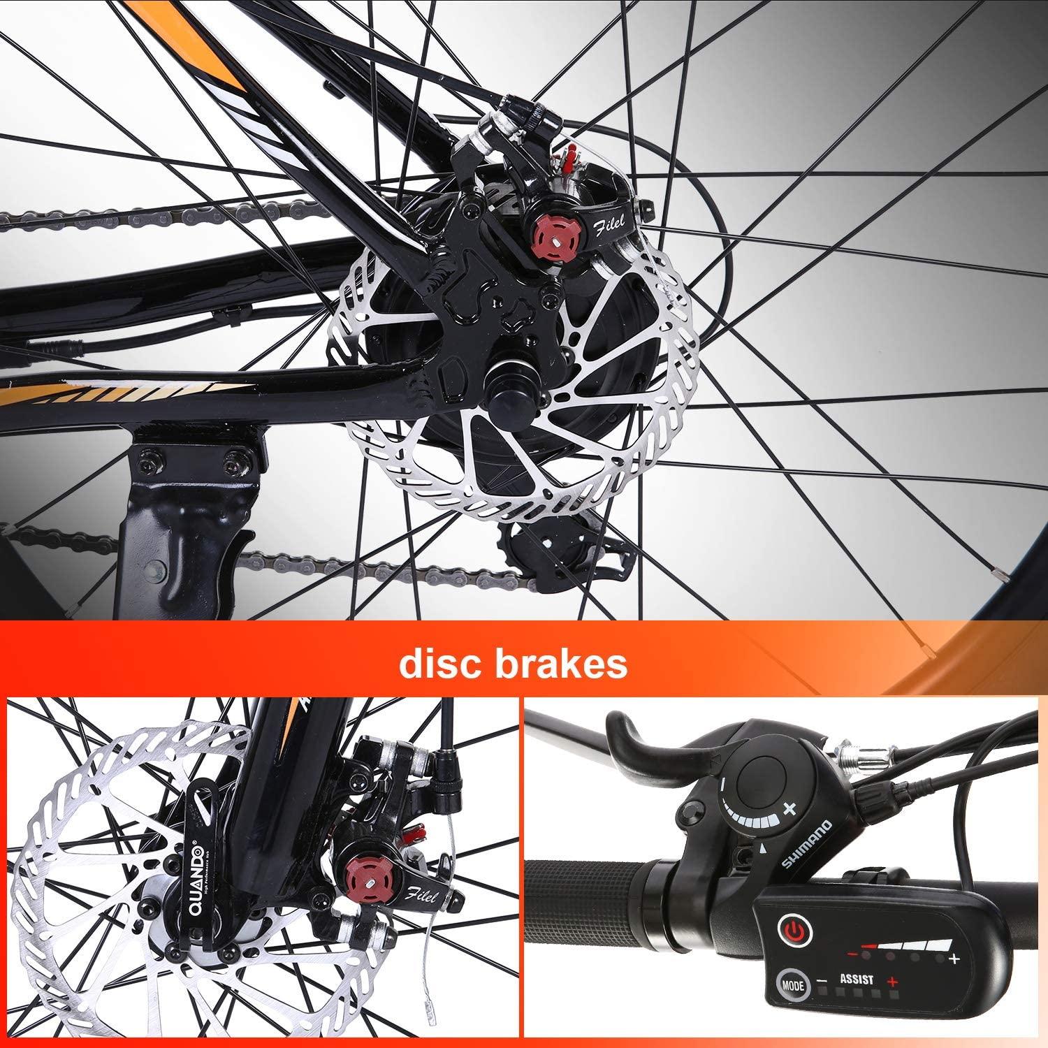 ANCHEER Electric Bike Electric Mountain Bike 350W Ebike 26�� Electric Bicycle, 20MPH Adults Ebike with Removable 7.8\/10.4Ah Battery, Professional 21 Speed Gears - John Pierce Auto Care