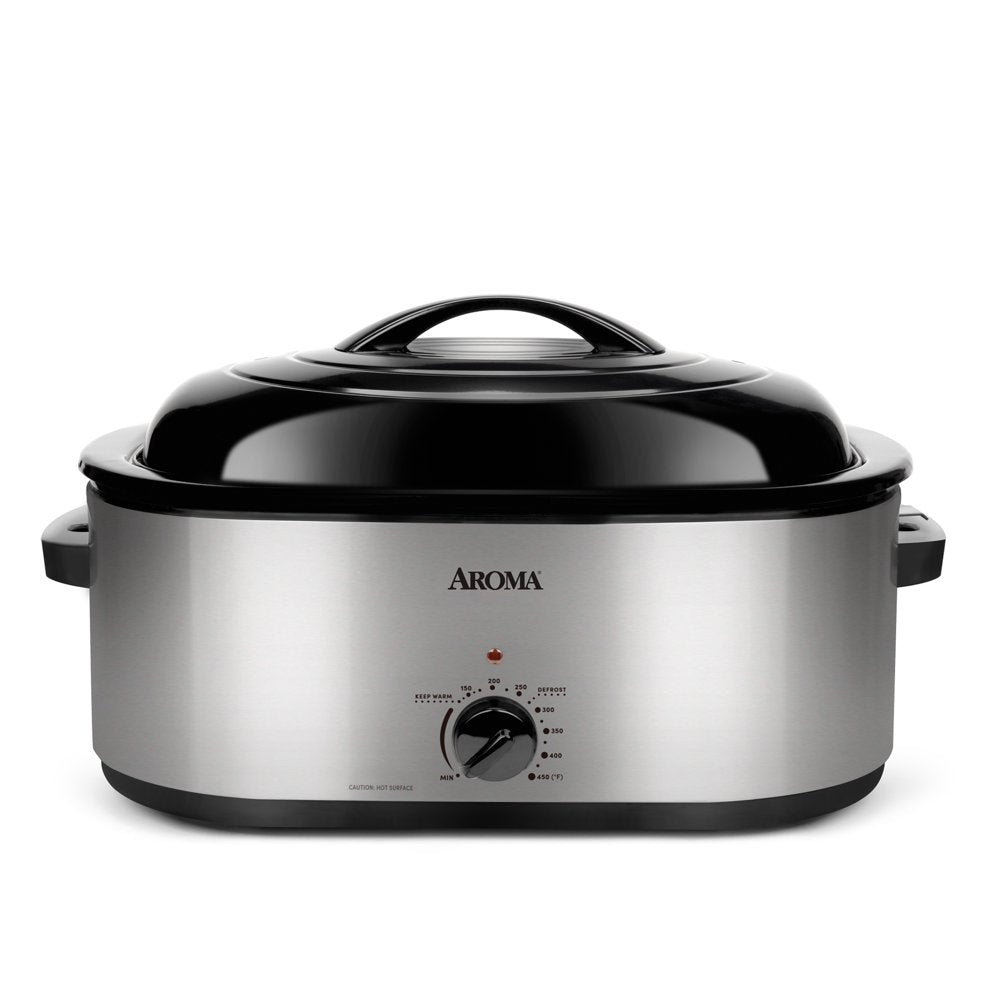 Aroma 22 Quart Electric Roaster Oven Stainless Steel with Self Basting Lid - John Pierce Auto Care