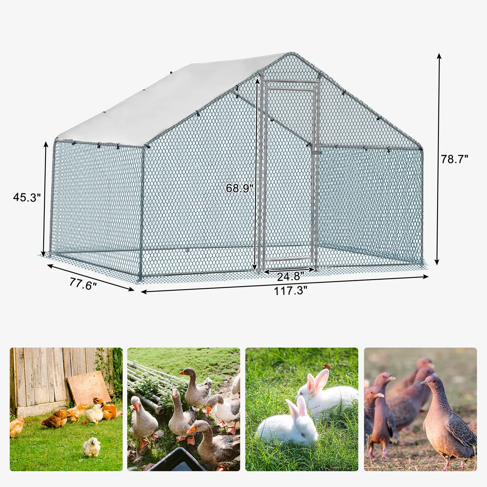 ZephyPaws 6.5 x 10 ft Large Metal Chicken Coop, Walk in Poultry Cage Chicken Hen Run House with Waterproof Cover, Rabbits Cats Dogs Farm Pen for Outdoor Backyard Farm Garden - John Pierce Auto Care