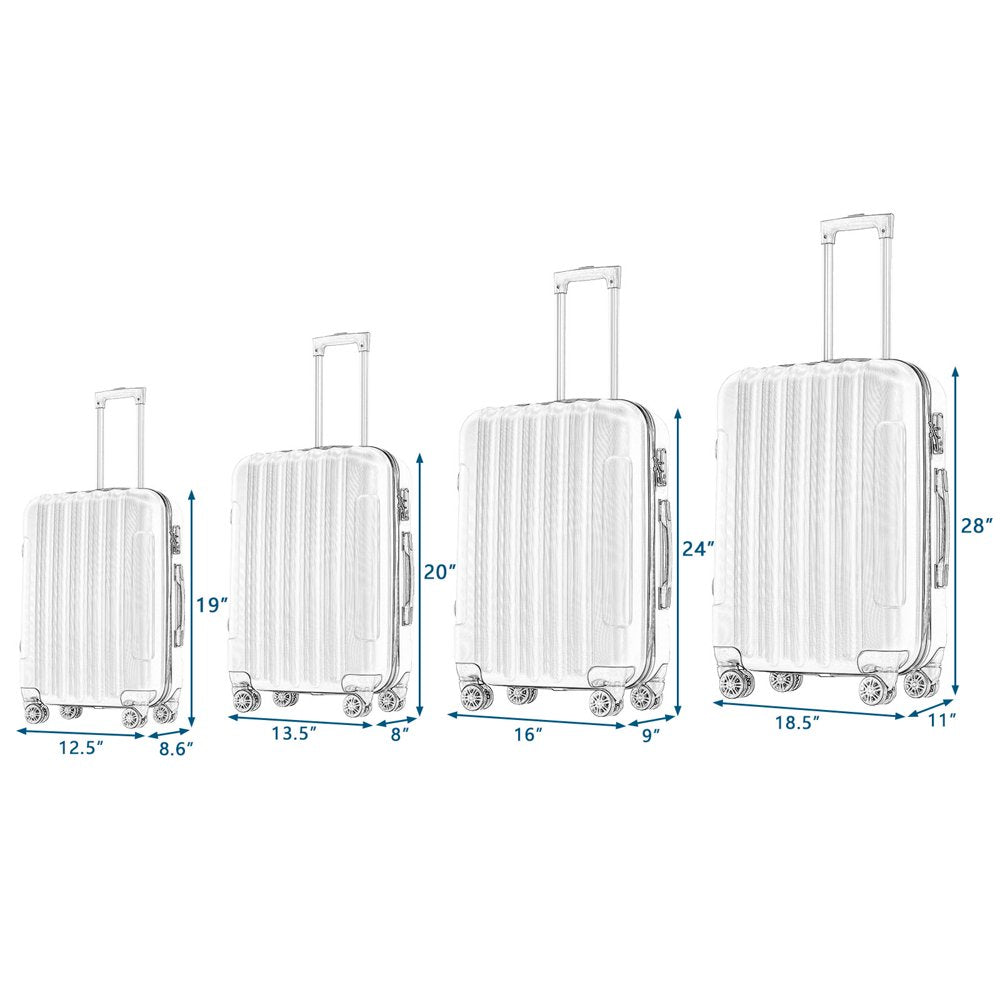 Zimtown 4 Piece Luggage Set, ABS Hard Shell Suitcase Luggage Sets Double Wheels with TSA Lock - John Pierce Auto Care