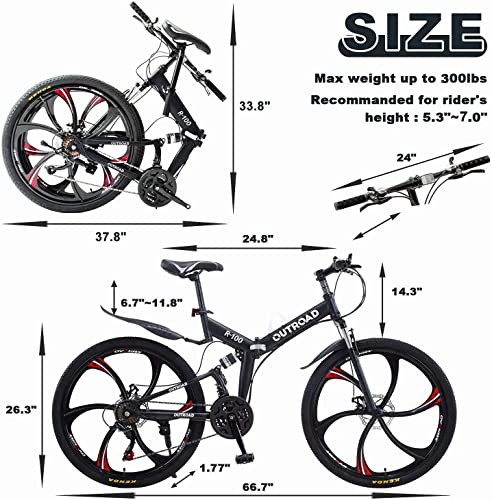 Outroad Folding Mountain Bike 26 Inch for Adult, 21 Speed Dual Suspension MTB Foldable Bicycle - John Pierce Auto Care