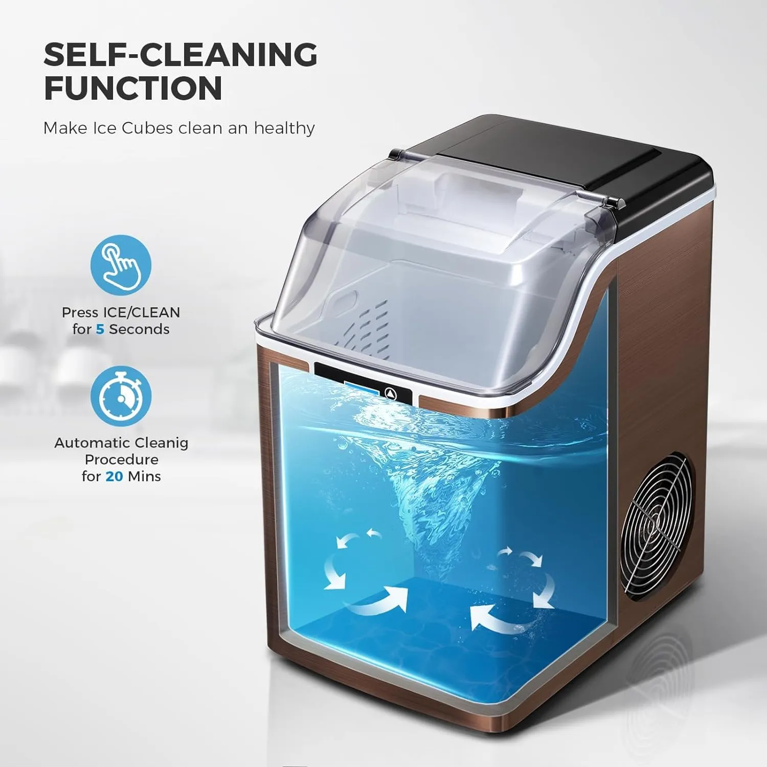 Ice Makers Countertop, 45lbs\/Day Pebble Ice Maker Machine with 24 Hour Timer, Self Cleaning Sonic ice Maker with Ice Scoop - John Pierce Auto Care