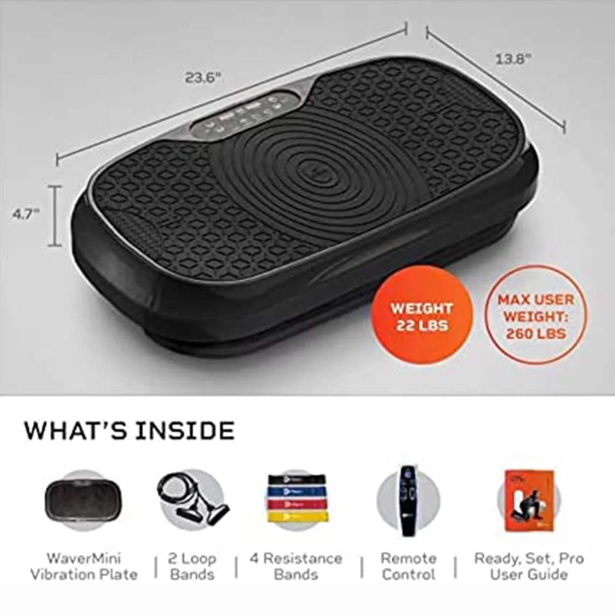 LifePro Waver Mini   Compact Vibration Plate Exercise Machine with Workout Bands, Black - John Pierce Auto Care