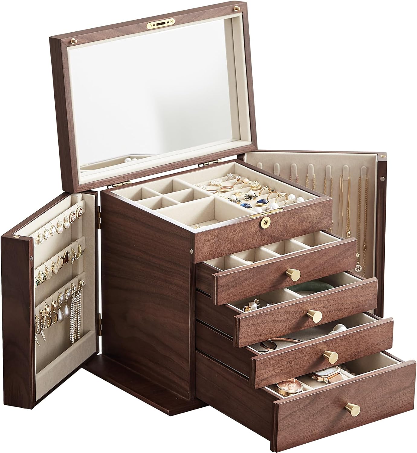 Black walnut jewelry box, 5 layers of solid wood - John Pierce Auto Care