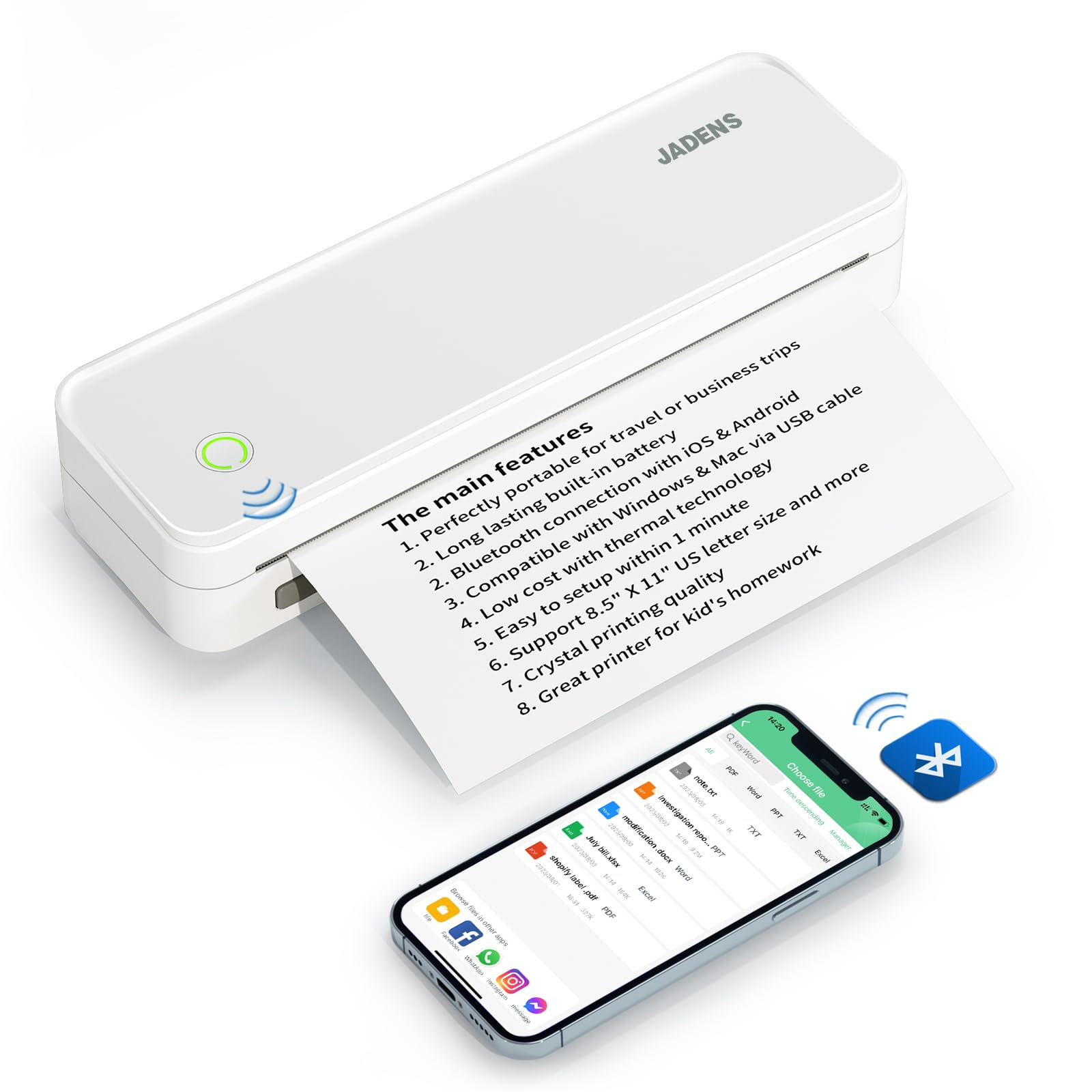 JADENS Portable Printers Wireless for Travel, Support 8.5\u0026quot; X 11\u0026quot; US Letter - John Pierce Auto Care