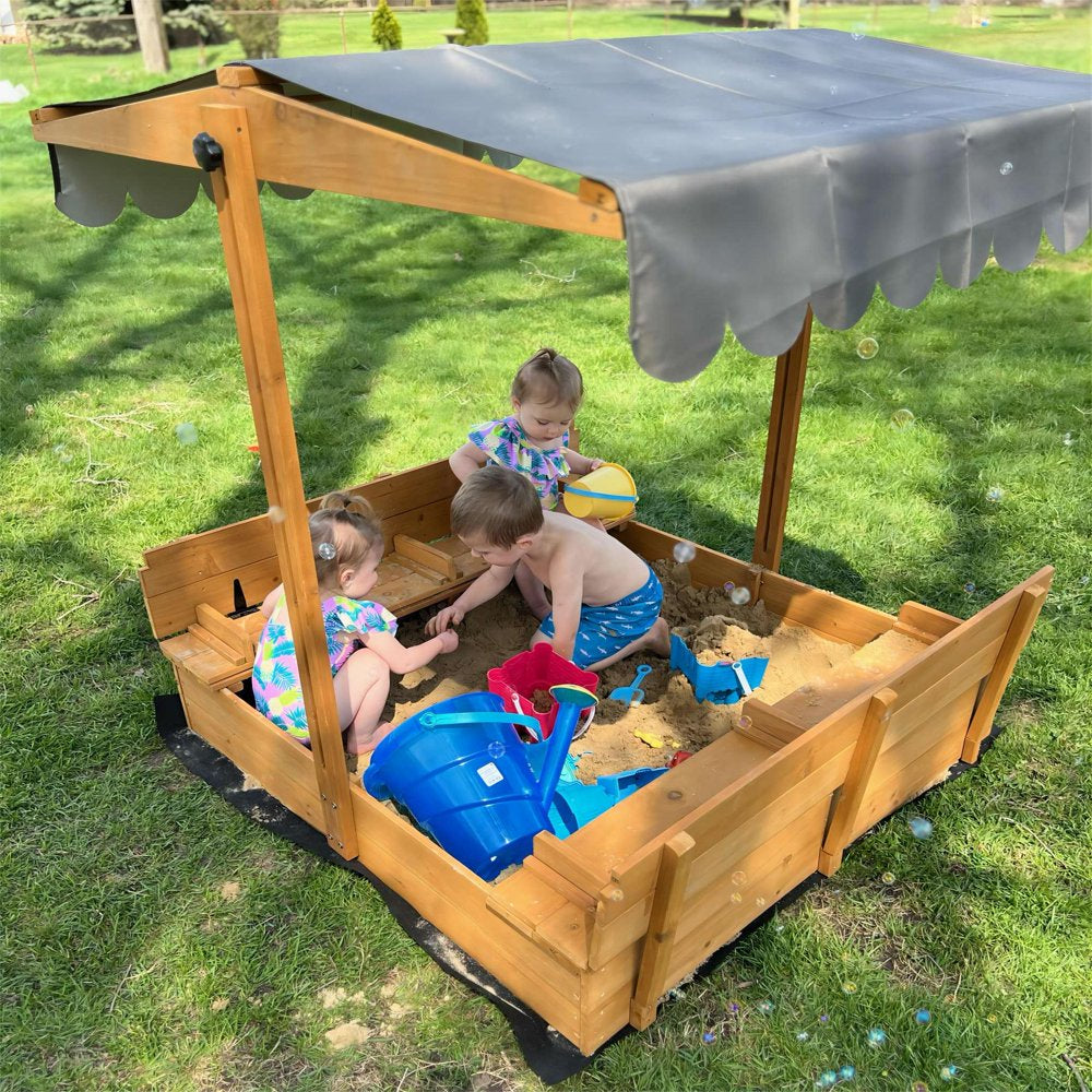 Morgete 47\u0026#039;\u0026#039; Outdoor Sandbox for Kids with Lid and Bench - John Pierce Auto Care