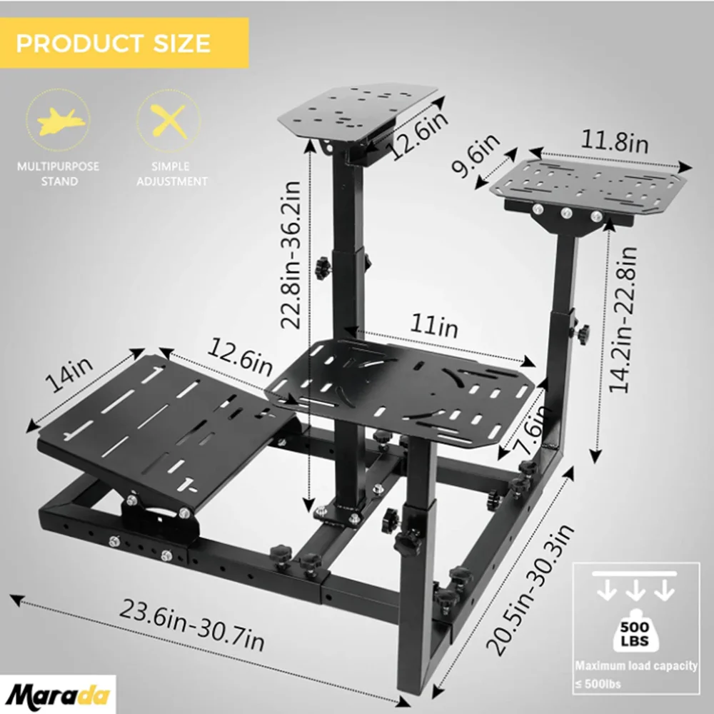 Marada Flight Simulator Cockpit Racing Steering Stand Adjustable Fit for Thrustmaster HOTAS Warthog - John Pierce Auto Care