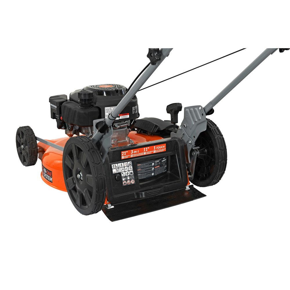 YARDMAX 21 In. 170Cc 3 In 1 Gas Walk behind Push Lawn Mower with High Rear Wheels - John Pierce Auto Care