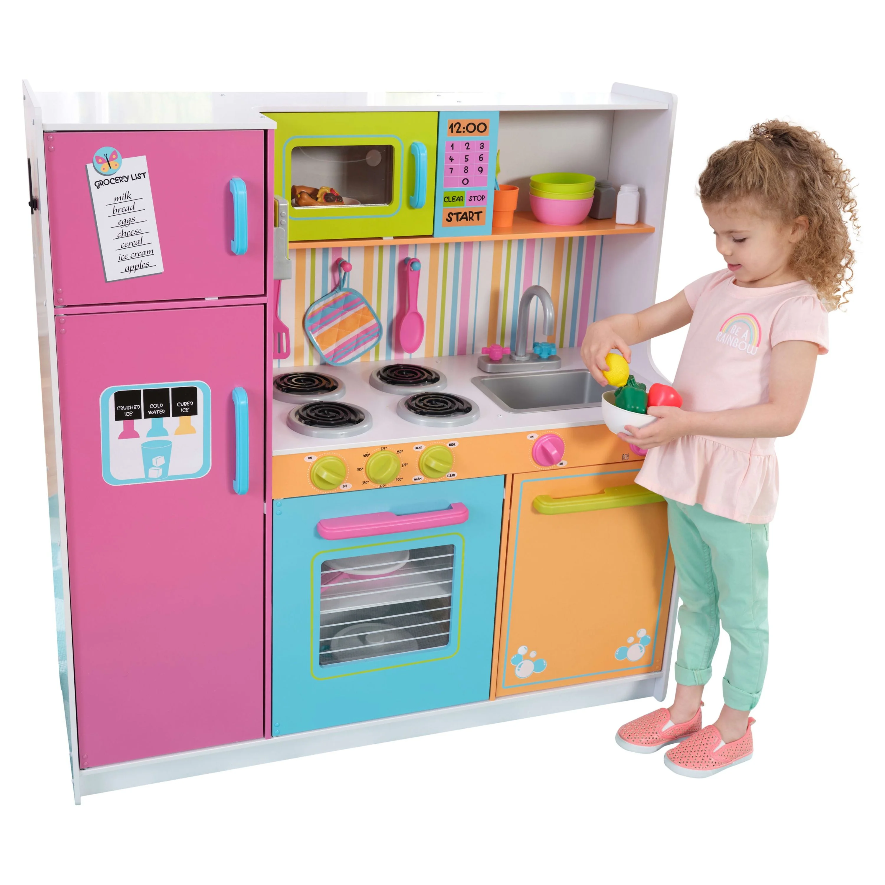 KidKraft Deluxe Big and Bright Wooden Play Kitchen for Kids, Neon Colors - John Pierce Auto Care