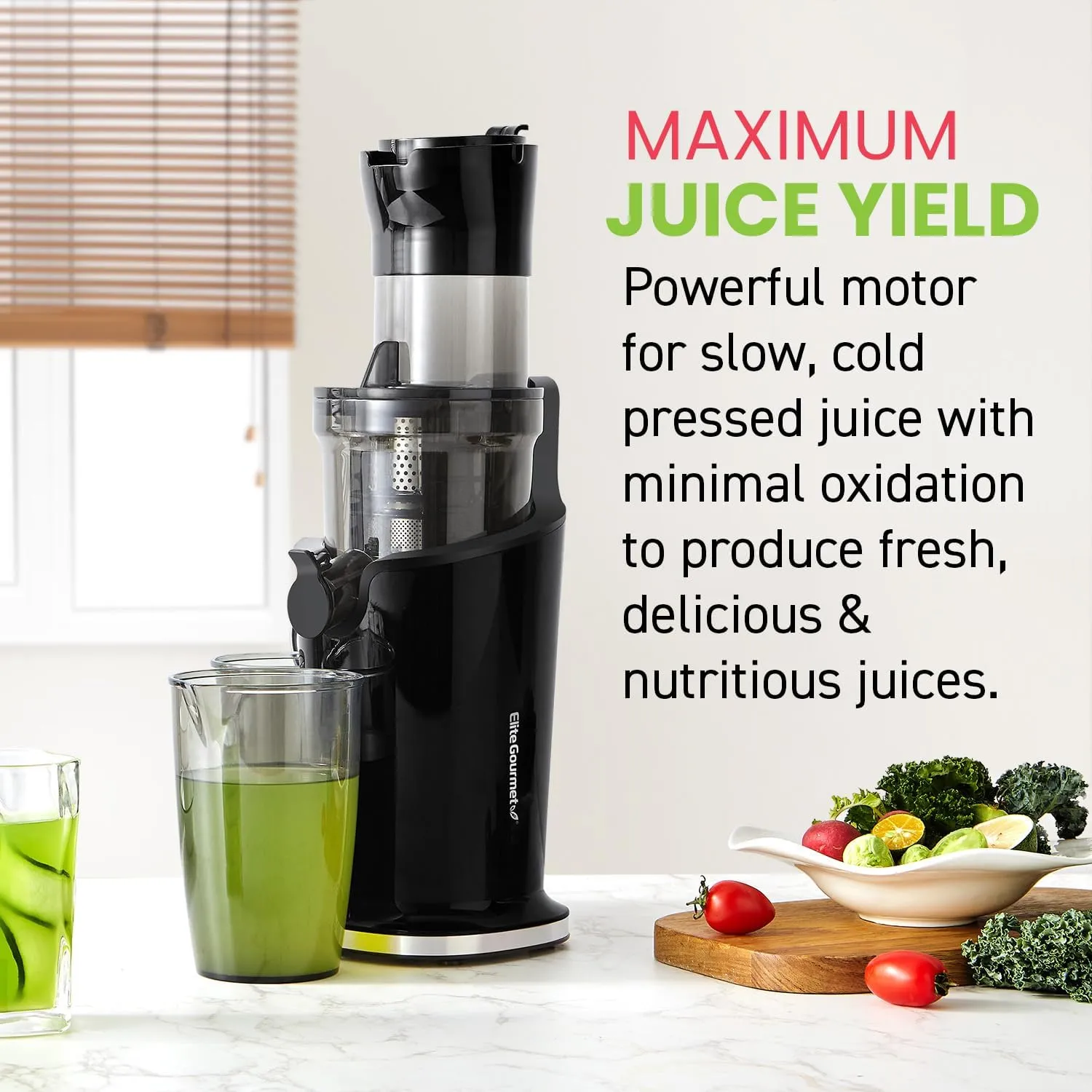 Elite Gourmet EJX320 Big Mouth Whole Fruit 5.2�� Self Feeding Chute, Cold Press Masticating Slow Juice Extractor��Black - John Pierce Auto Care