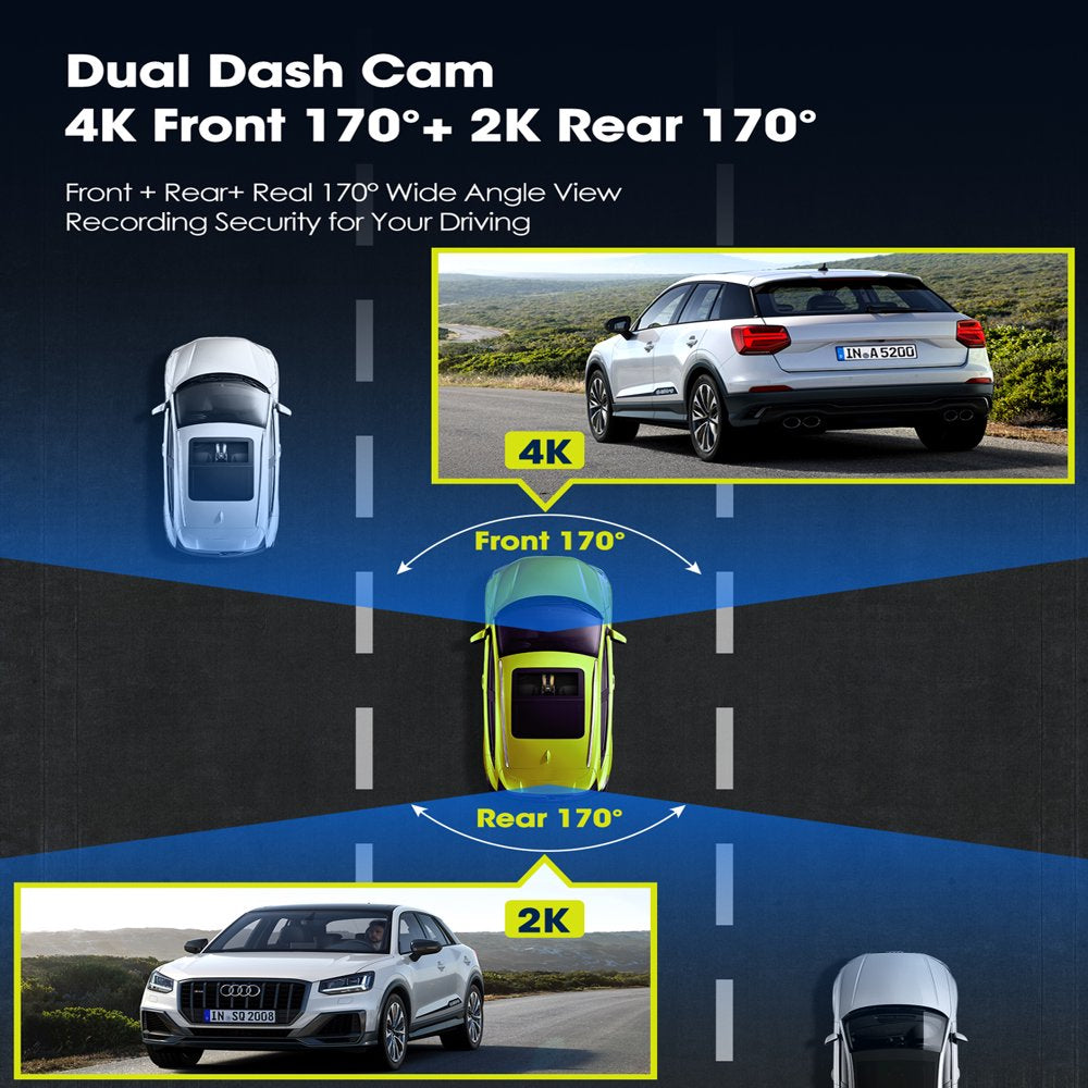 TOGUARD Dash Cam 4K with 5Ghz Wifi GPS, 4K 2K Dash Cam Front and Rear 3.16\u0026quot; Touch Screen with 64GB Memory Card - John Pierce Auto Care