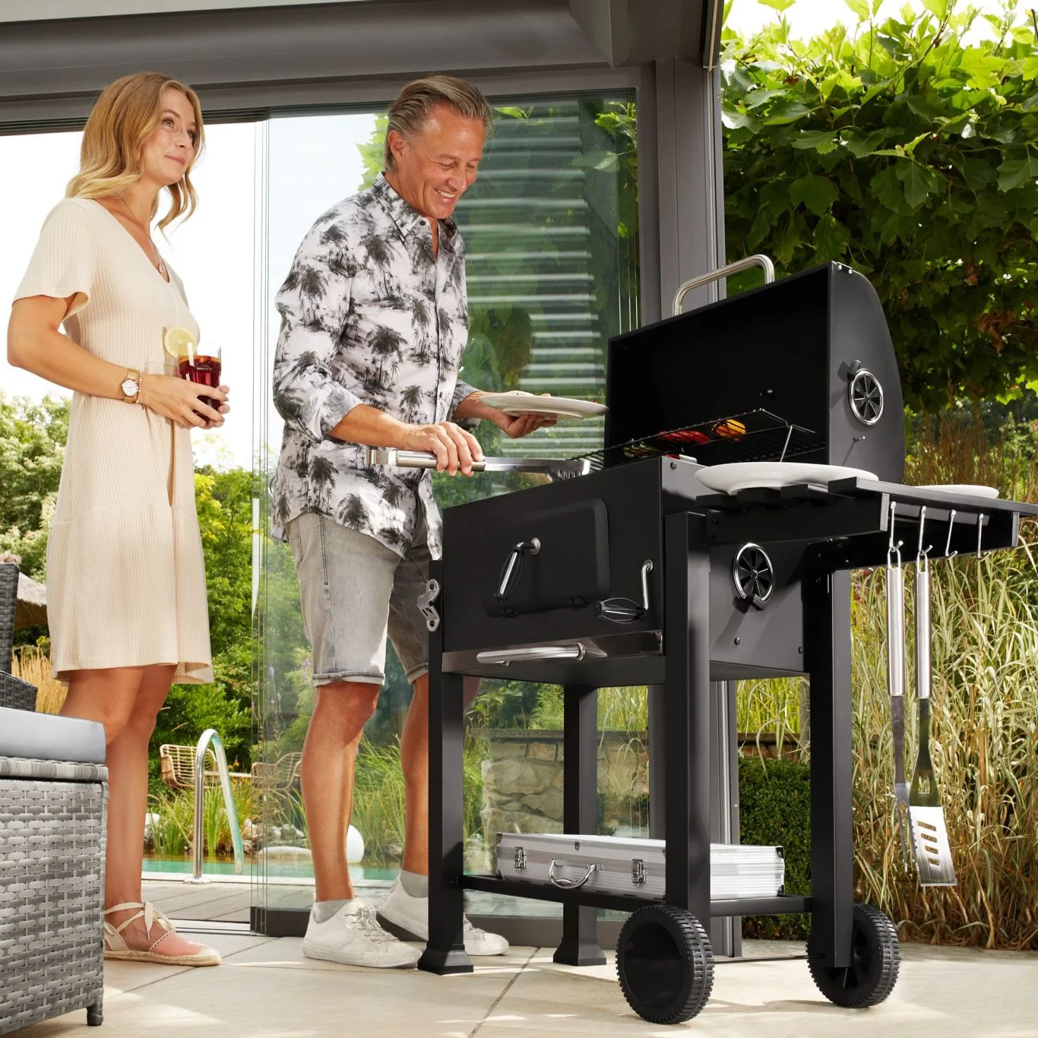 SUGIFT 24-inch Charcoal BBQ Grill with 2 Folding Side Shelves - John Pierce Auto Care
