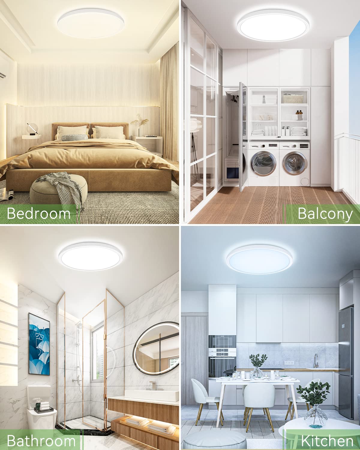 zemty 6Pack 12 Inch LED Flush Mount Ceiling Light, Super Slim 28W 3200lm - John Pierce Auto Care