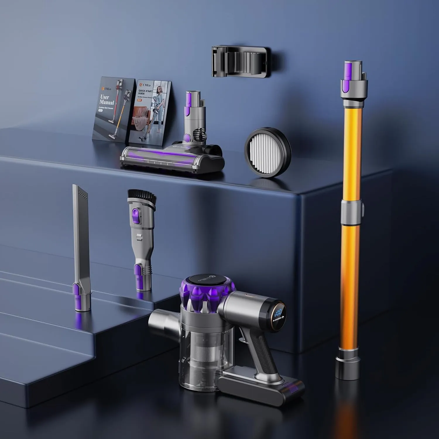 Cordless Vacuum Cleaner, 300W 30Kpa Powerful Stick Vacuum with LED Display, Rechargeable Cordless Vacuum Max 55Min Runtime, Free Standing - John Pierce Auto Care