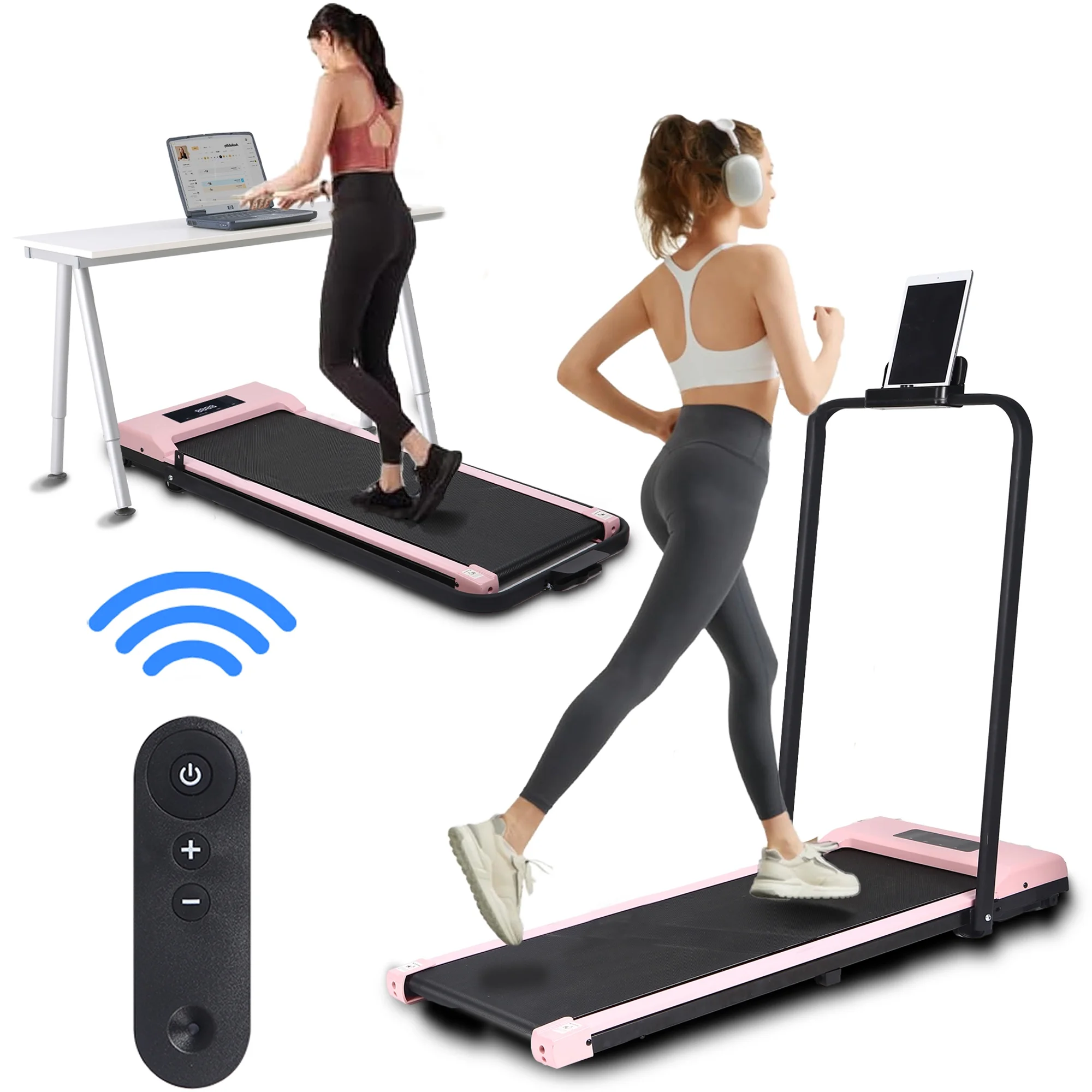 BITOUSHI Treadmill Under Desk Walking Pad 2 in 1, 3.0HP Portable Small Treadmill for Office \u0026amp; Home, Ultra Quiet \u0026amp; Installation Free with Remote Control, LED Display, 220 Lb Capacity   Pink - John Pierce Auto Care
