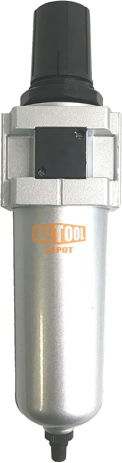 NPT HEAVY DUTY Compressed Air In Line Filter Regulator Combo Piggyback, Metal Bowl, 5 Micron , Adjustable From 7 to 175 PSI (AUTO DRAIN) - John Pierce Auto Care