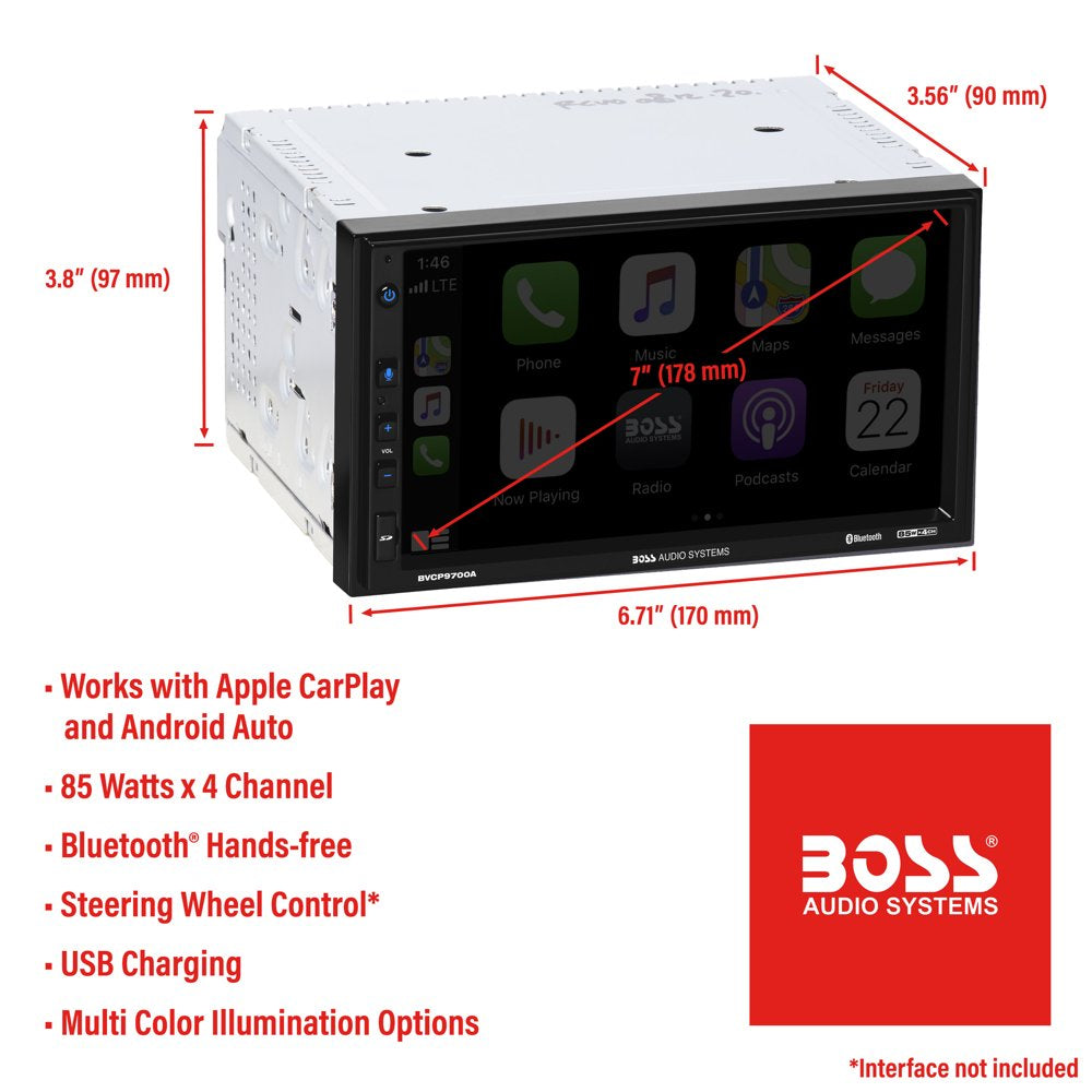 BOSS 2 Din Apple Carplay Android Auto Car Stereo System - John Pierce Auto Care