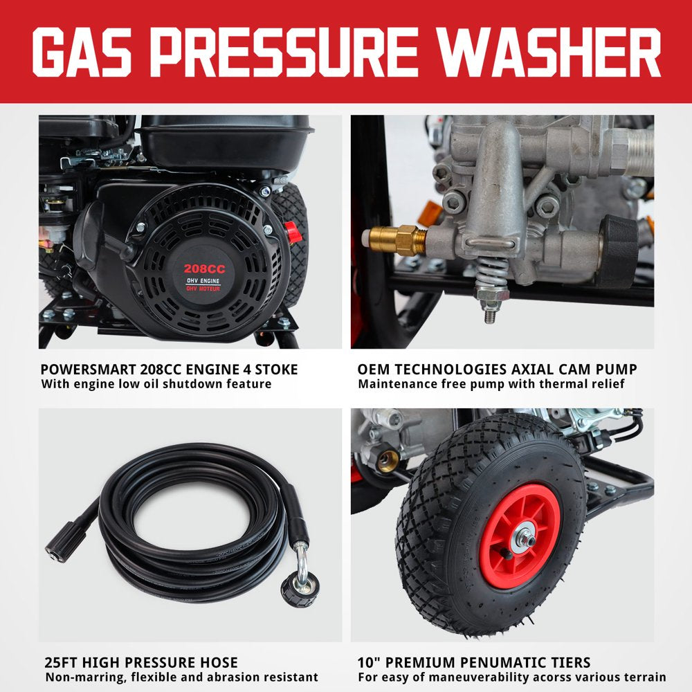 PowerSmart 3200PSI Gas Pressure Washer with 5 Nozzles \u0026amp; Soap Tank - John Pierce Auto Care
