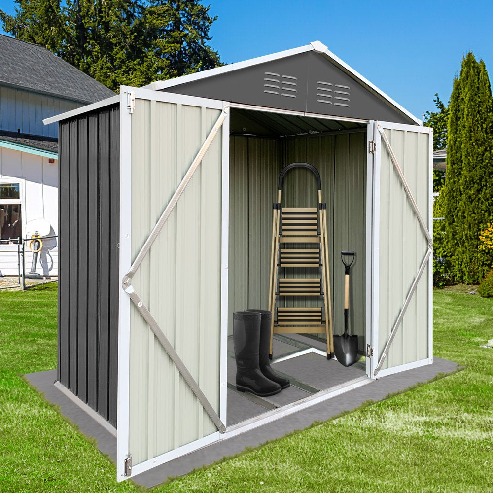 Seizeen 6\u0026#039; X 4\u0026#039; Outdoor Metal Storage Shed, Tools Storage Shed with Lockable Doors - John Pierce Auto Care