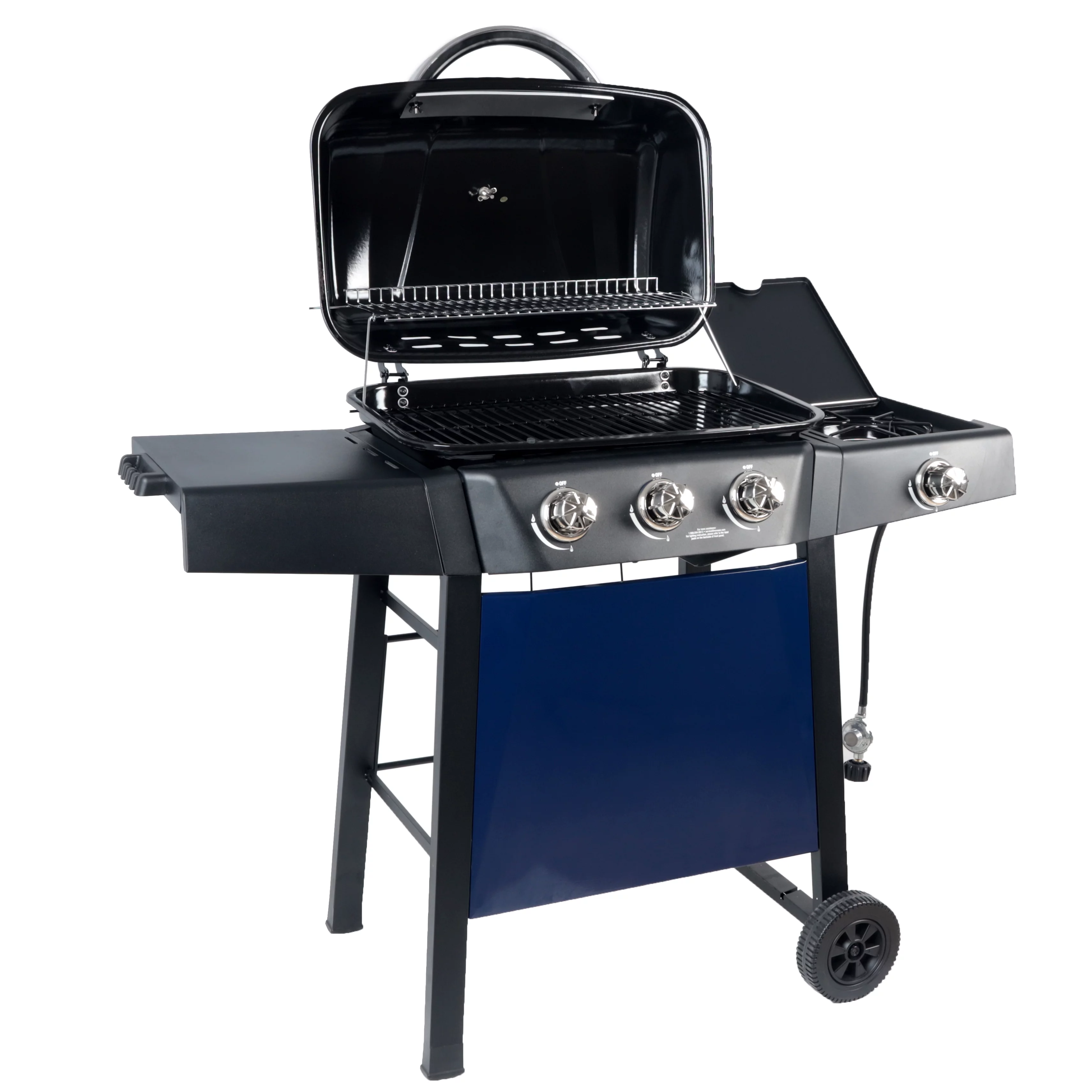 RevoAce 3 Burner Propane Gas Grill Including a Side Burner, Blue Sapphire, GBC1729WBS, New - John Pierce Auto Care