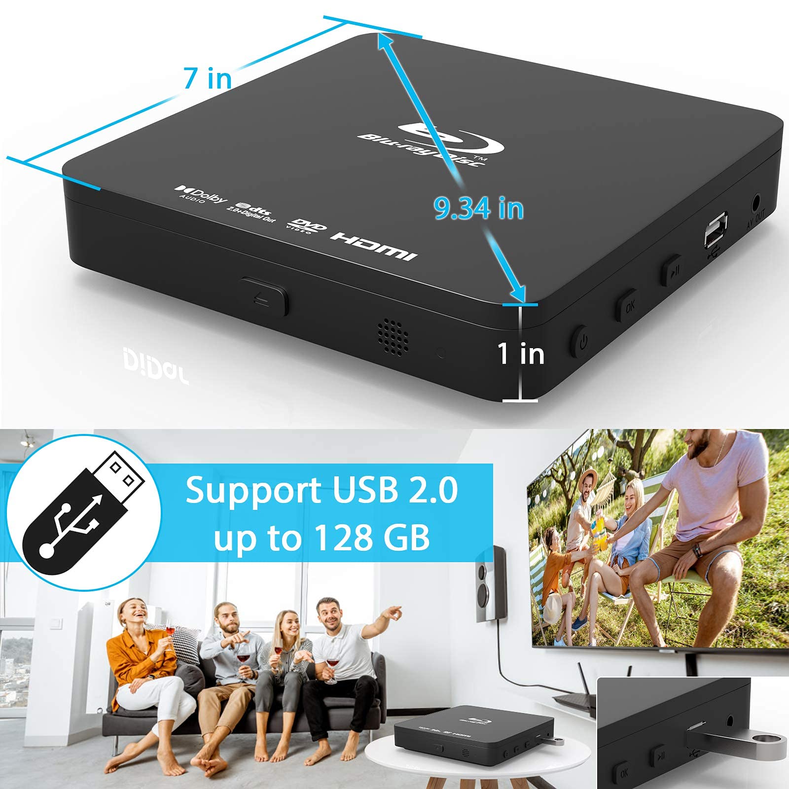 Super Mini Blu ray Disc Player for TV,1080P Blue ray HD DVD Player - John Pierce Auto Care