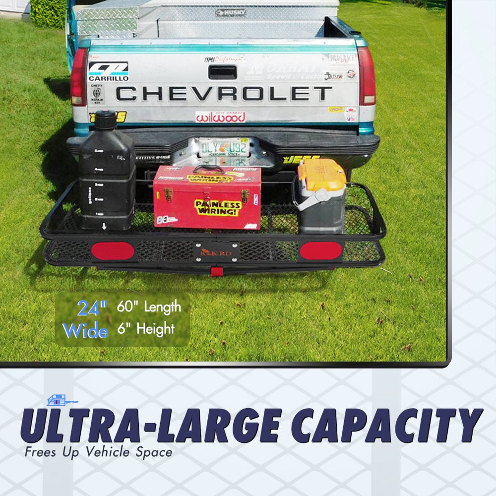 king Bird 60\u0026quot; X 24\u0026quot; X 6\u0026quot; Hitch Mount Folding Cargo Carrier Fits to 2\u0026#039;\u0026#039; Receiver ,550Lbs Capacity Cargo Basket with Waterproof Cargo Bag and Packing Straps - John Pierce Auto Care