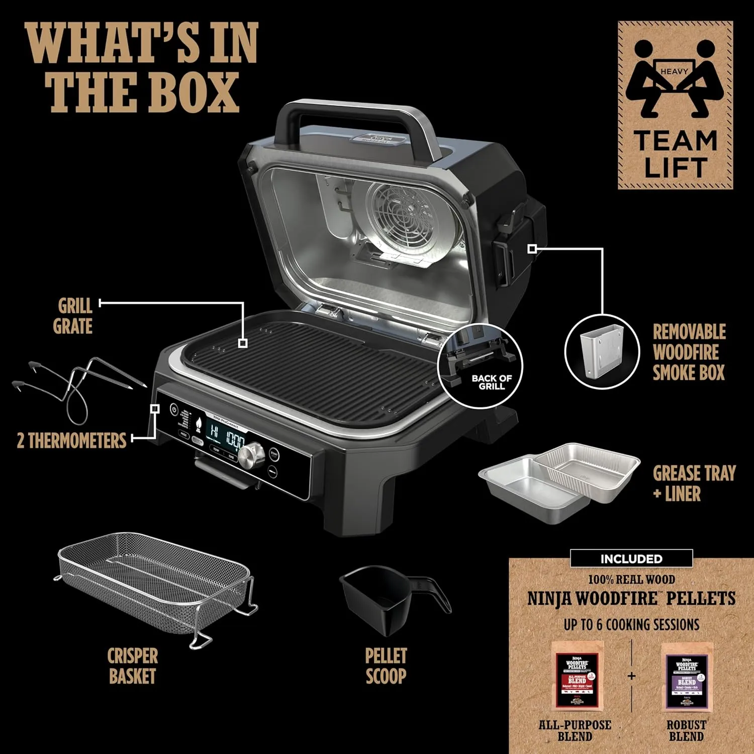 Premium XL Outdoor Grill \u0026amp; Smoker, Bluetooth, App Enabled, 7 in 1 Master Grill, BBQ Smoker, Outdoor Air Fryer, Woodfire Technology, 2 Built In Thermometers, Black - John Pierce Auto Care