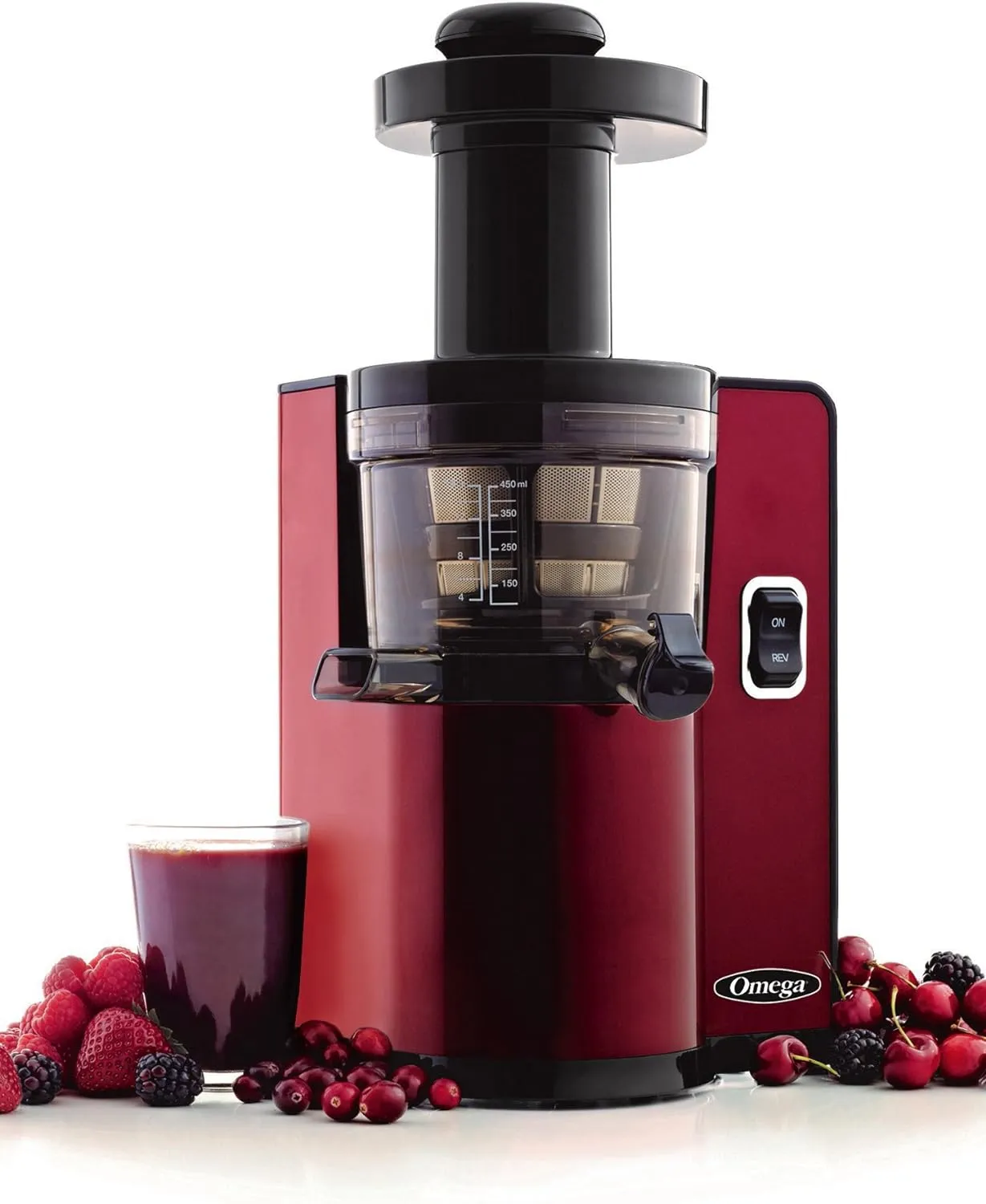Vertical Masticating Juicer, 43 RPM Compact Cold Press Juicer Machine with Automatic Pulp Ejection, 150 W, Red - John Pierce Auto Care