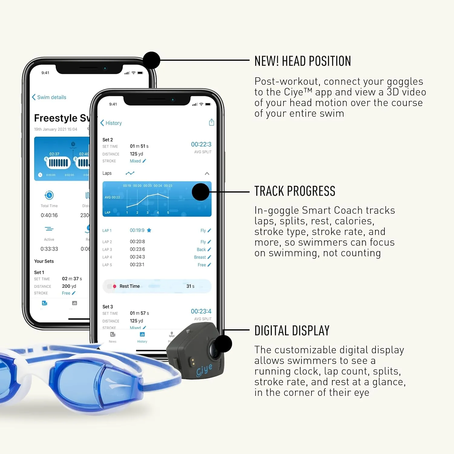Smart Goggles Kit   Swim goggles and smart trainer swim training   for both men and women - John Pierce Auto Care